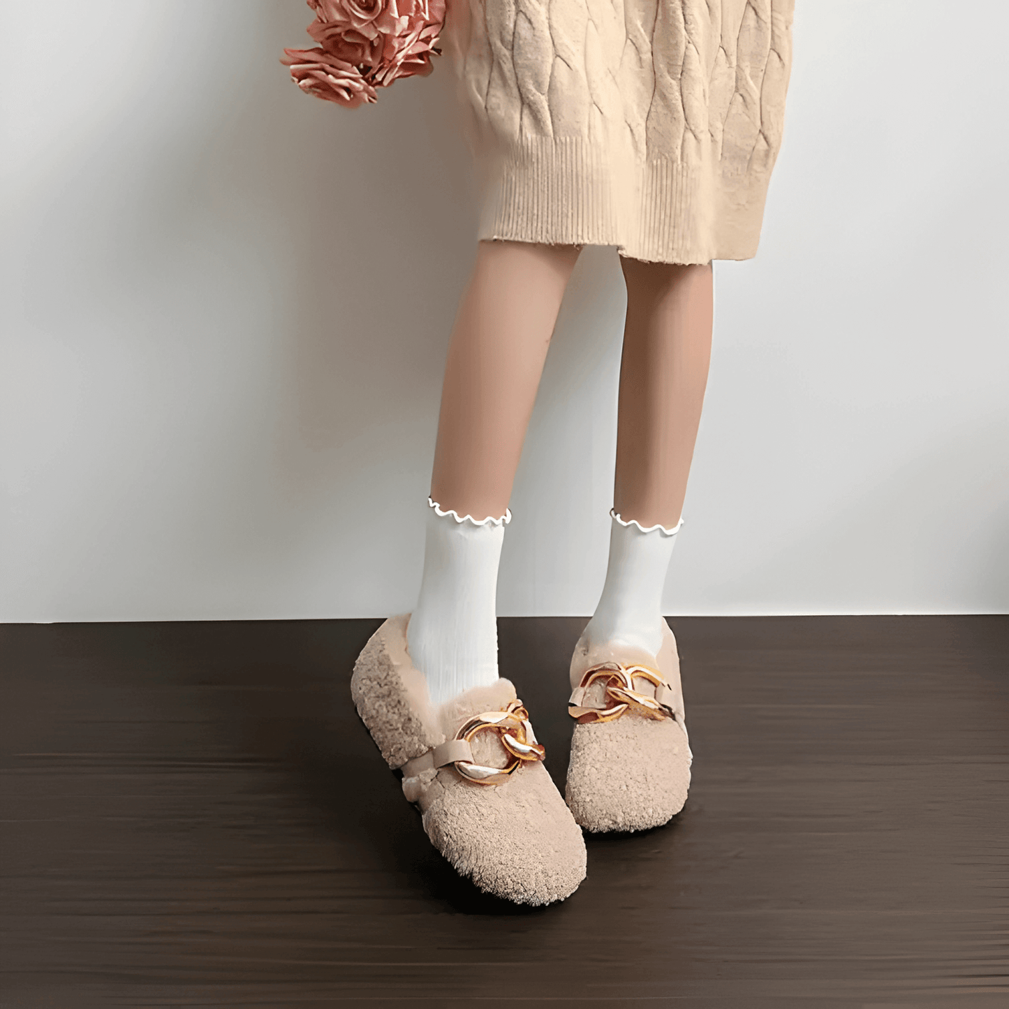 CozyGleam – Plush Mysiga Fauxpäls-skor