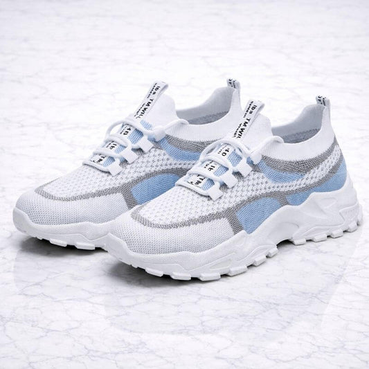 CloudWeave – Lätta Slip-On Sneakers för Dam med Andningsbar Flyknit, Snörning och Låg Klack